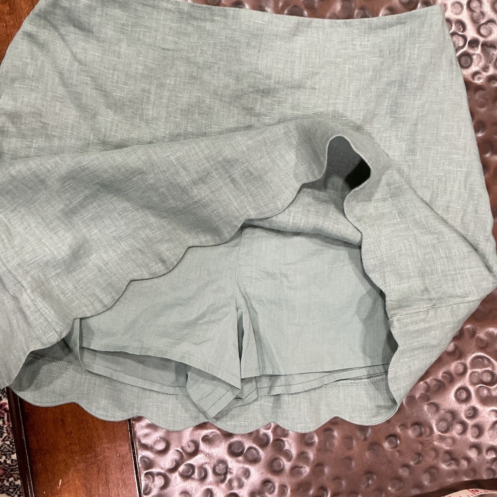 Abercrombie & Fitch Linen Skort, Medium, Green, Scalloped Hem, NWT - Picture 8 of 9